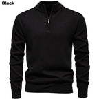 Herren feiner Strickpullover mit kurzem Reißverschluss und hohem Kragen R&B