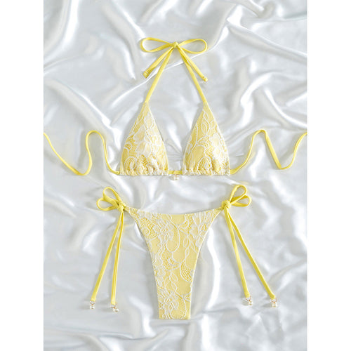 Damen Elegantes Spitzen-Bikini-Set mit verstellbaren Trägern R&B