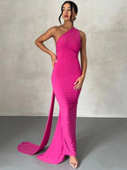 Damen Elegantes Wickelkleid mit asymmetrischem Saum und figurbetontem Schnitt EB