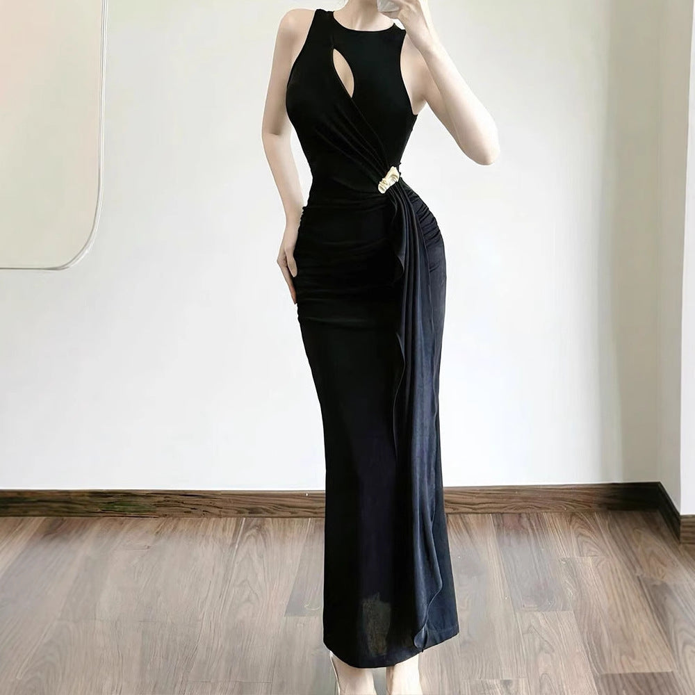 Damen figurbetontes Abendkleid mit asymmetrischem Schnitt und eleganter Drapierung R&B