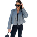 Damen modische cropped Blazerjacke mit doppelt knöpfbarem Verschluss R&B
