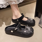 Damen Praktische Clogs mit funkelnder Dekoration und verstellbarem Riemen EB