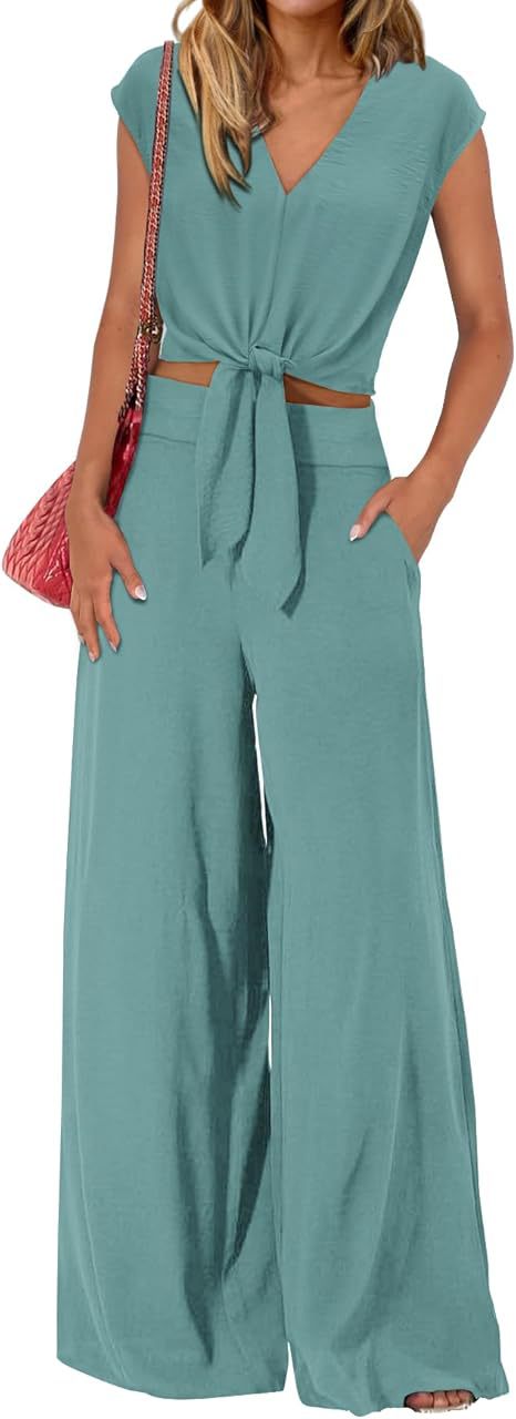 Damen Lockerer Jumpsuit mit Taillierung und weit geschnittenem Bein R&B