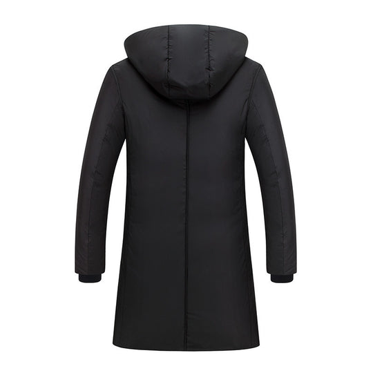 Damen lange Steppjacke mit großzügiger Kapuze und praktischen Taschen R&B