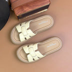 Damen Slide-Sandalen mit glänzendem Riemen und komfortabler Sohle EB