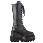 Damen Hochwertige Schnürstiefel mit Plateauabsatz und seitlichem Reißverschluss R&B