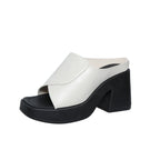 Damen Wedge-Pantoletten mit modischem Faltendesign und blockiertem Absatz R&B