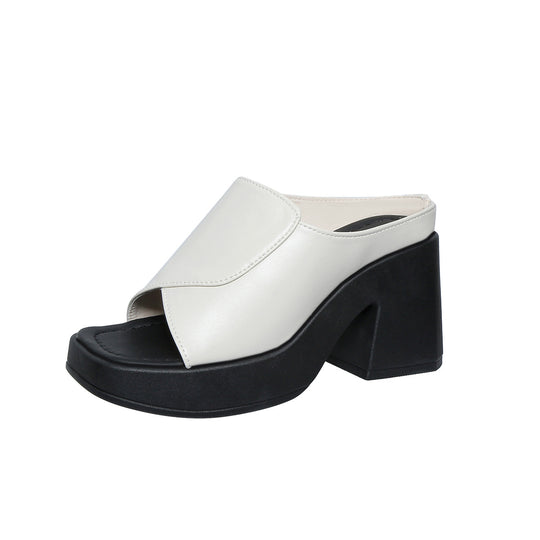 Damen Wedge-Pantoletten mit modischem Faltendesign und blockiertem Absatz R&B