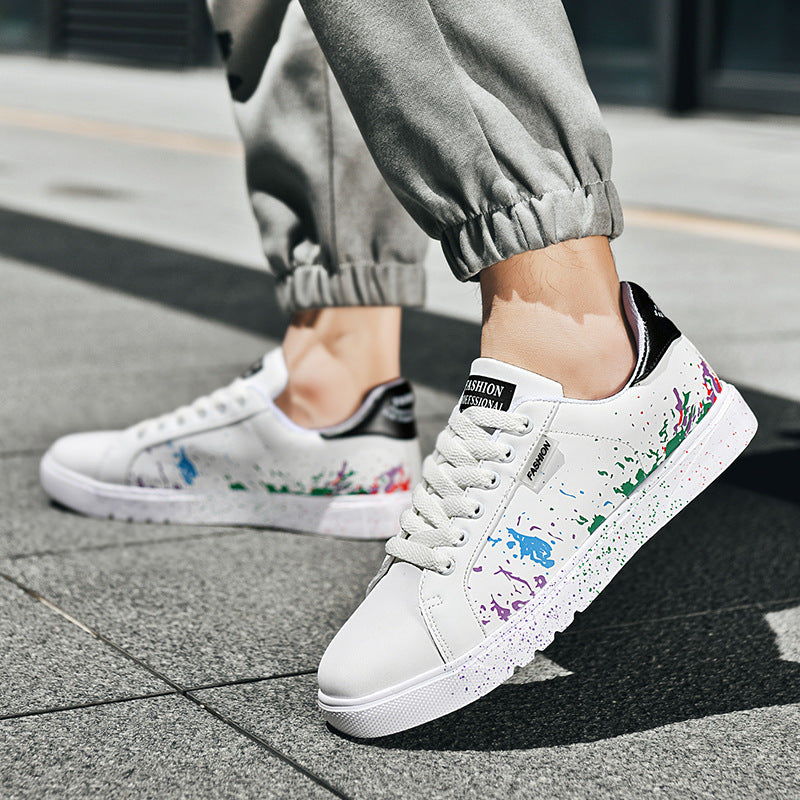 Damen Mode Sneakers mit farbenfrohem Spritzdesign und rutschfester Sohle