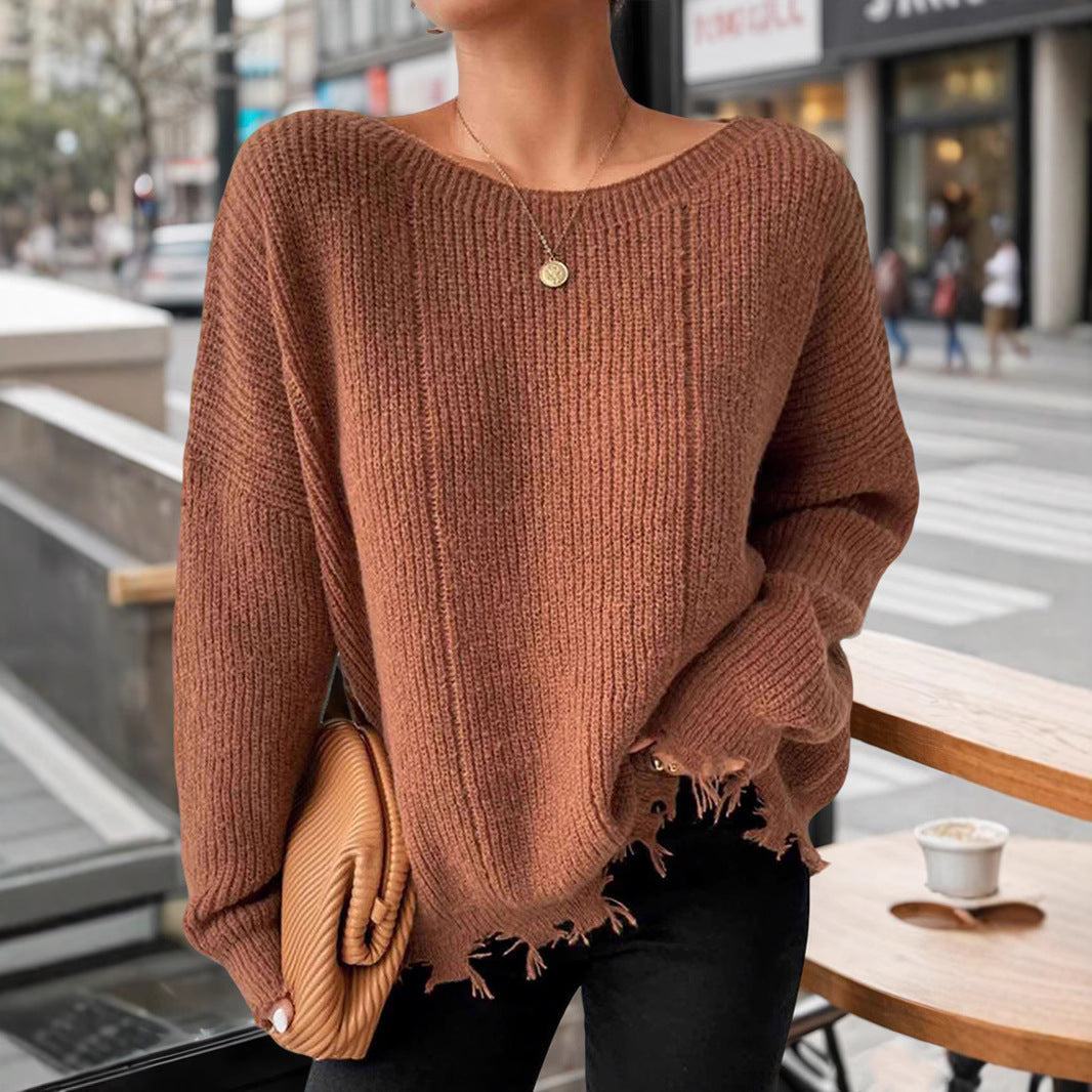Damen Baumwollpullover mit lässigem Oversized-Schnitt R&B