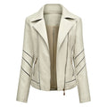 Damen modische Kunstlederjacke mit schicker Zipp-Detailierung