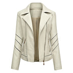 Damen modische Kunstlederjacke mit schicker Zipp-Detailierung