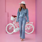 Damen Flared Jeans im eleganten Vintage-Look mit hoher Taille R&B
