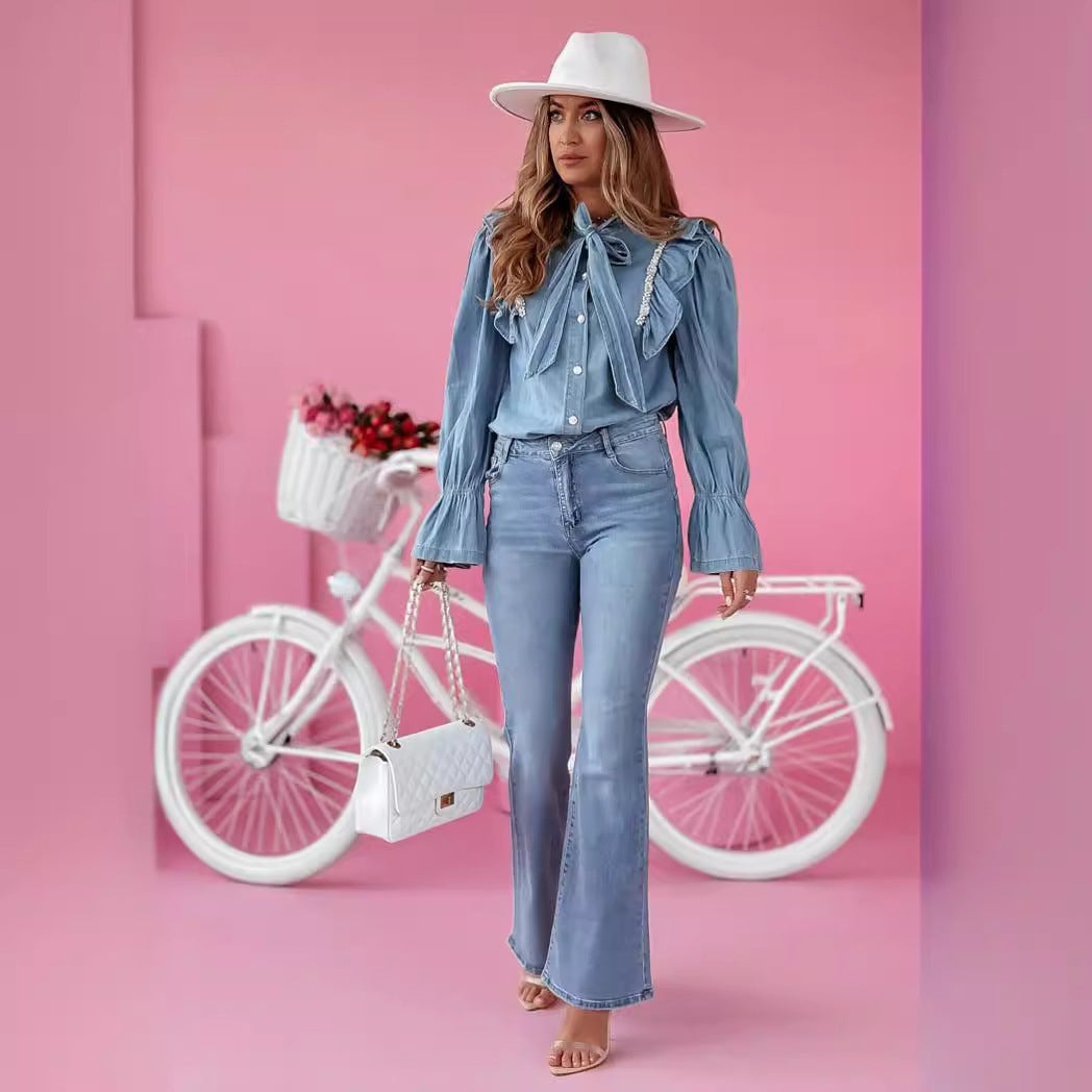 Damen Flared Jeans im eleganten Vintage-Look mit hoher Taille R&B