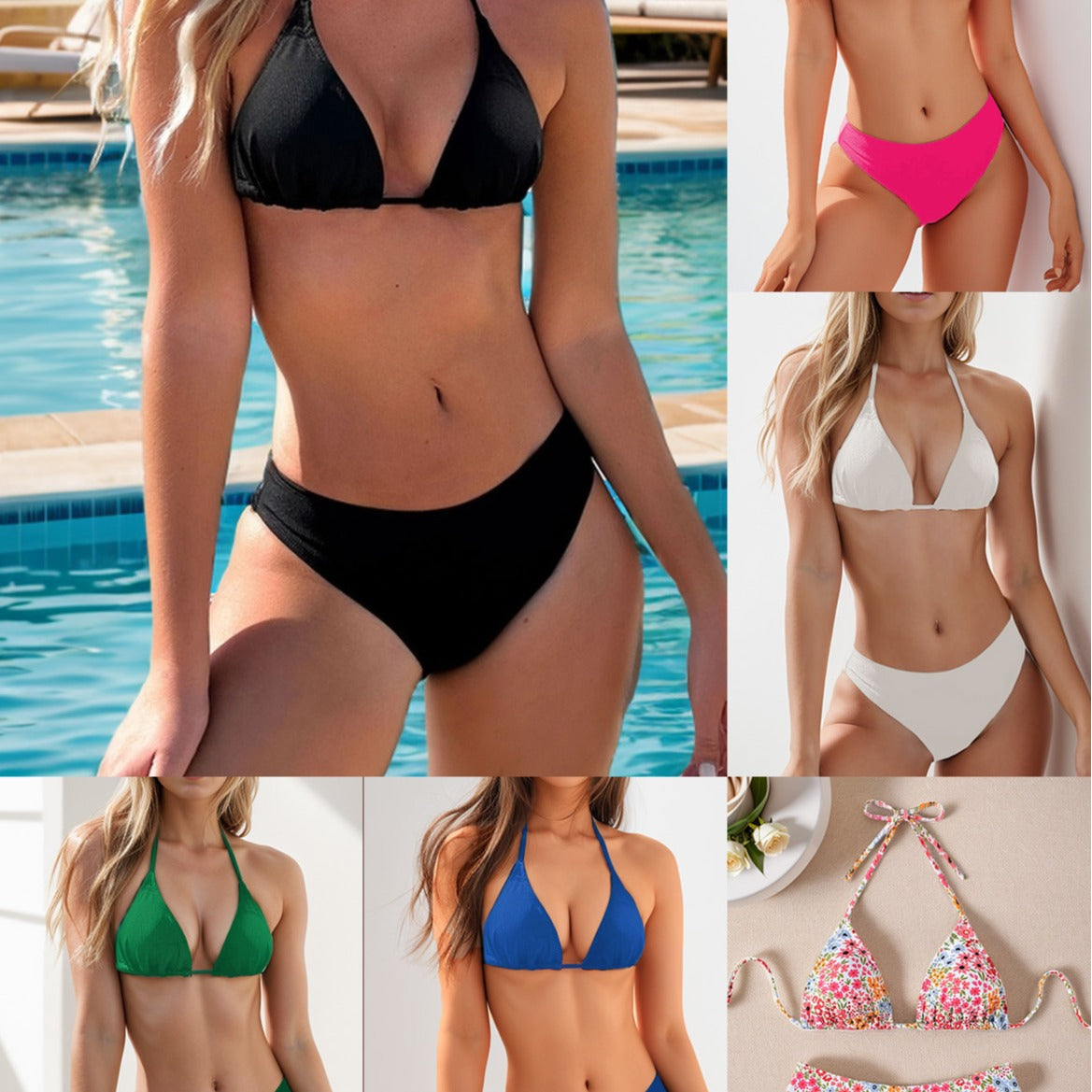 Damen Triangel-Bikini mit eleganter Schnittführung und verstellbaren Trägern R&B