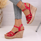 Damen Wedge-Sandalen mit modischem Riemen-Design und komfortabler Korksohle R&B