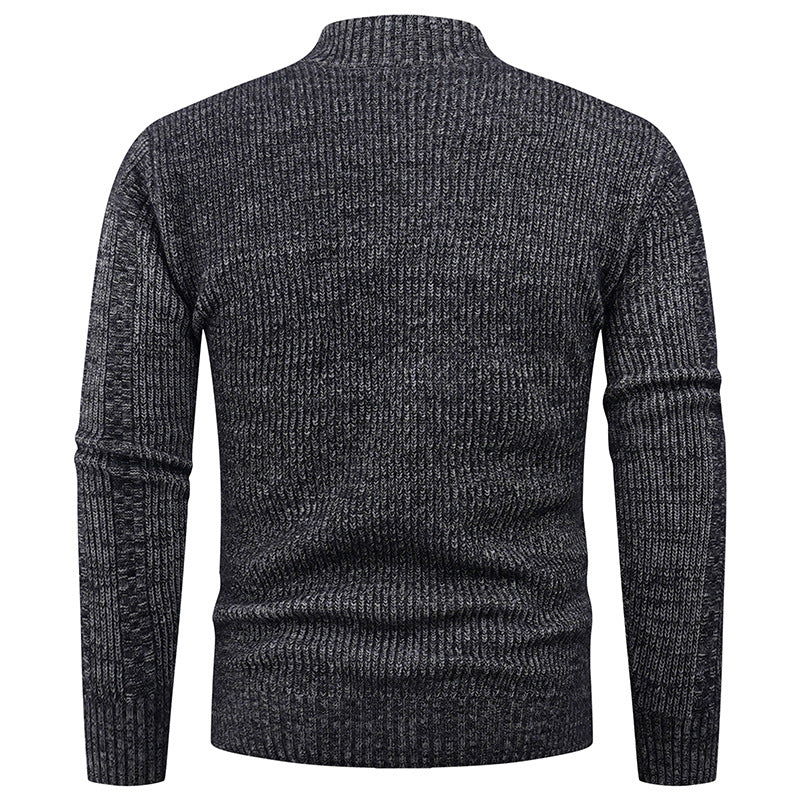 Herren Freizeit Strickjacke mit hohem Kragen und modernem Zipper