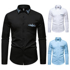 Herren elegantes Hemd mit kunstvollem Bestickungsdesign R&B