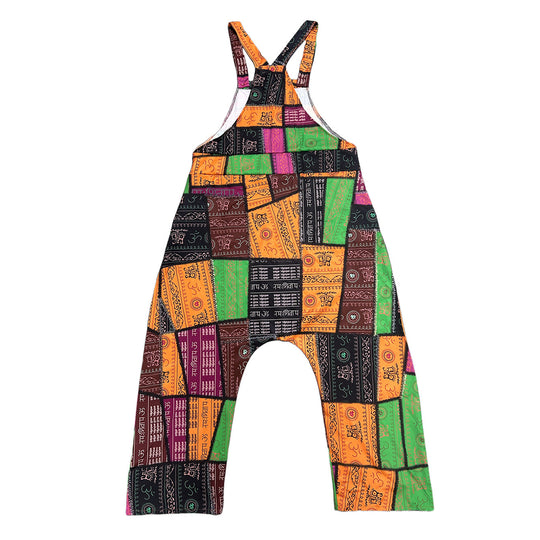 Damen Lässiger Jumpsuit mit buntem Patchwork-Muster R&B