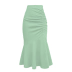 Damen eleganter Midirock mit asymmetrischem Schnitt und Raffung R&B