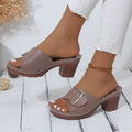 Damen modische Mules mit komfortablem Blockabsatz und eleganter Schnallenverzierung R&B