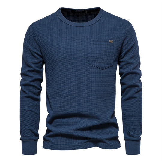 Herren Langarmshirt mit modularem Waffelstruktur und praktischer Brusttasche R&B