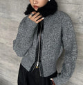 Damen Strickjacke mit kontrastierendem Kragen und seitlichem Reißverschluss R&B