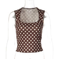 Damen Polka-Dot Cropped-Top mit quadratischem Ausschnitt und elastischem Bund R&B