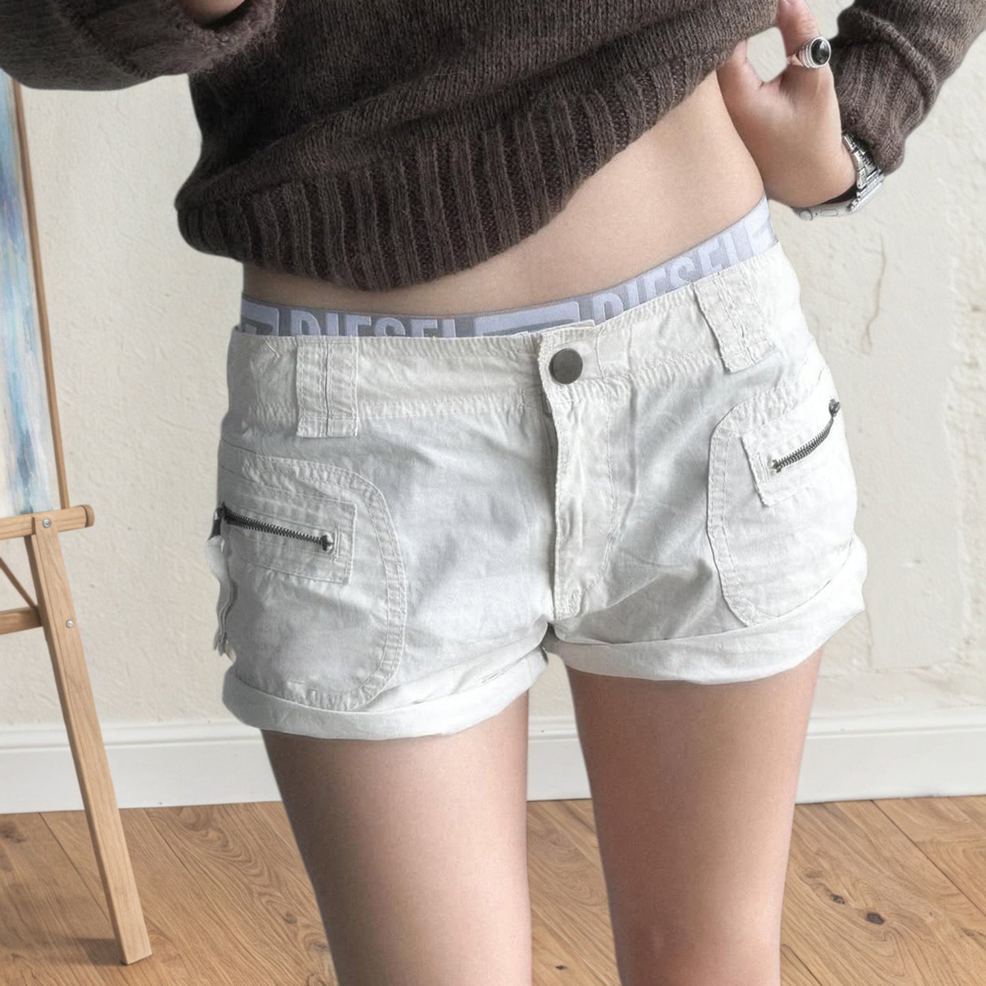 Damen leichte Shorts mit praktischen Reißverschlusstaschen R&B