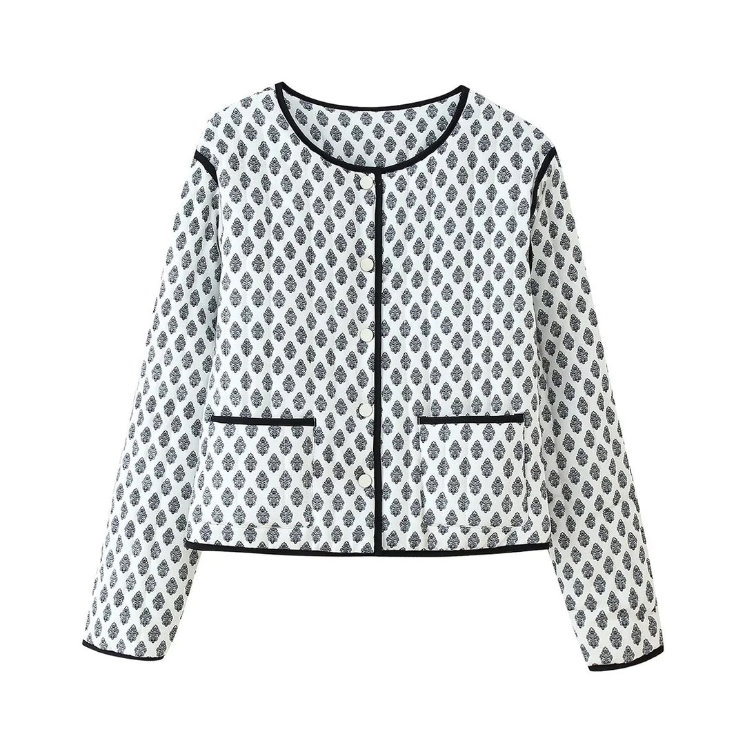Damen modische kurz geschnittene Jacke mit kontrastierenden Paspeln und praktischen Taschen R&B