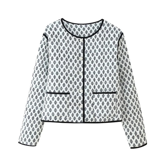 Damen modische kurz geschnittene Jacke mit kontrastierenden Paspeln und praktischen Taschen R&B