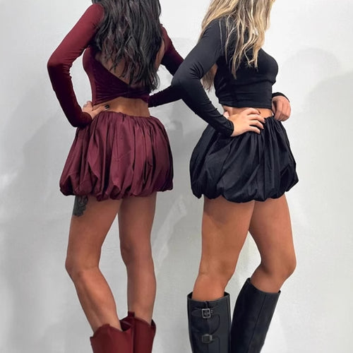 Damen Kurzes Volantkleid mit langem Arm und elastischem Taillenbund R&B