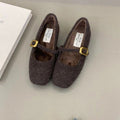Damen elegante Filz-Ballerinas mit modischer Schnallenverzierung R&B