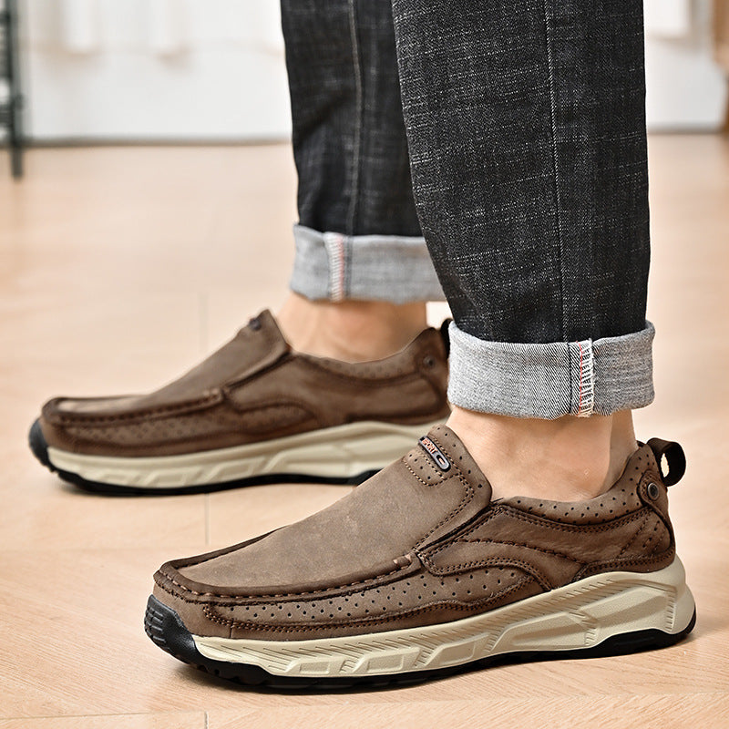 Damen Komfortable Leder Slipper mit atmungsaktiven Perforationen R&B