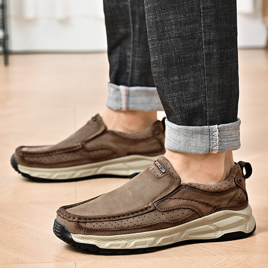 Damen Komfortable Leder Slipper mit atmungsaktiven Perforationen R&B