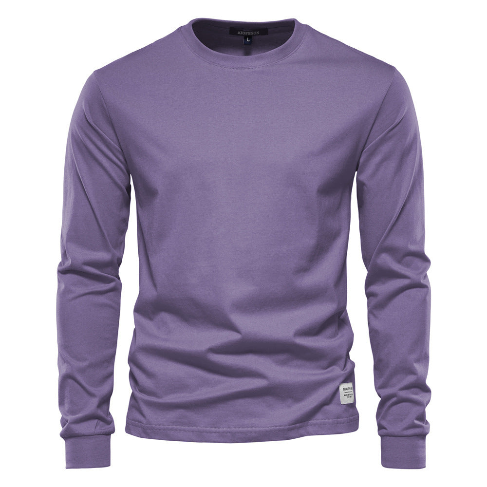 Herren nan klassisches langärmliges Baumwollshirt mit Rundhalsausschnitt und elastischen Bündchen R&B