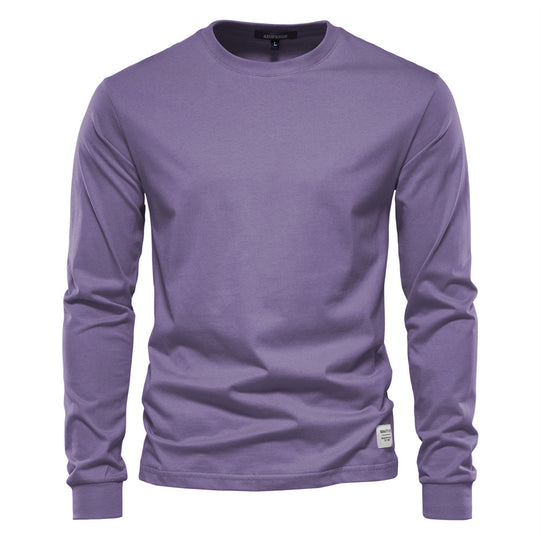 Herren nan klassisches langärmliges Baumwollshirt mit Rundhalsausschnitt und elastischen Bündchen R&B