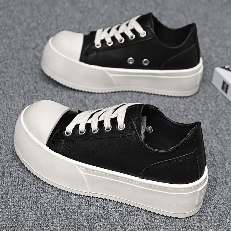 Damen modische Plattform-Sneaker mit lackiertem Obermaterial und klassischem Schnürsystem