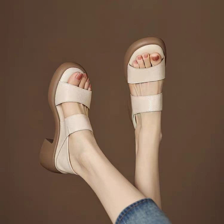 Damen Komfortable Sandalen mit modischen Riemen und bequemer Blockabsatz R&B