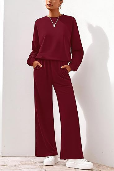 Damen Komfortabler Sweatsuit mit weitem Bein und lässigem Schnitt R&B