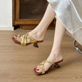Damen trendige Schluppen-Sandalen mit blockiertem Absatz R&B