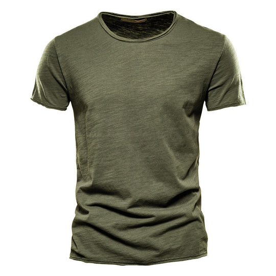 Herren nan leichtes Baumwollshirt mit Rundhalsausschnitt und schlanker Passform R&B