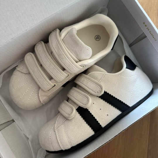 Damen bequeme Klettverschluss-Sneaker aus hochwertigem Wildleder R&B