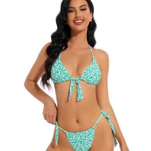 Damen Triangel-Bikini mit verspieltem BindR&Band und floralem Design R&B