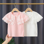 Mädchen T-Shirt mit Spitzenärmeln R&B