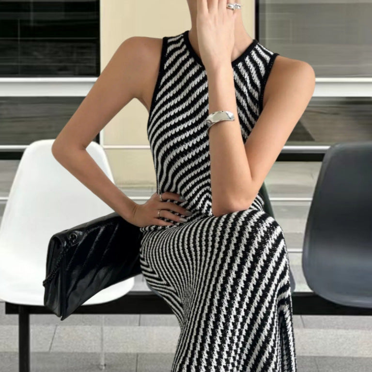 Damen Langarm-Hängerchenkleid mit raffiniertem Zickzack-Muster R&B