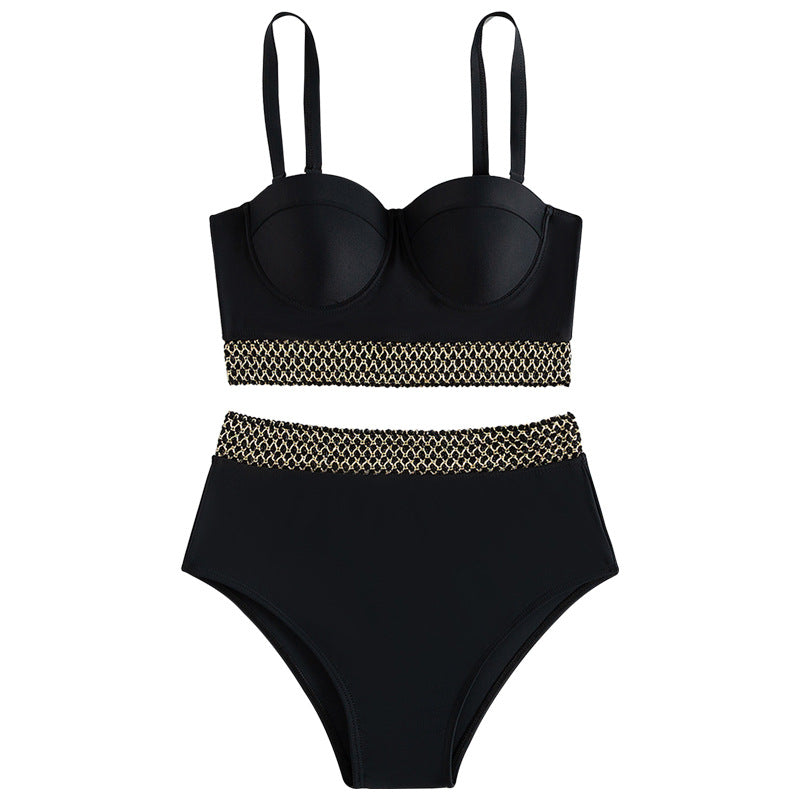 Damen Hochtaillierter Bikini mit elegantem Bustier und stylishen Akzenten R&B