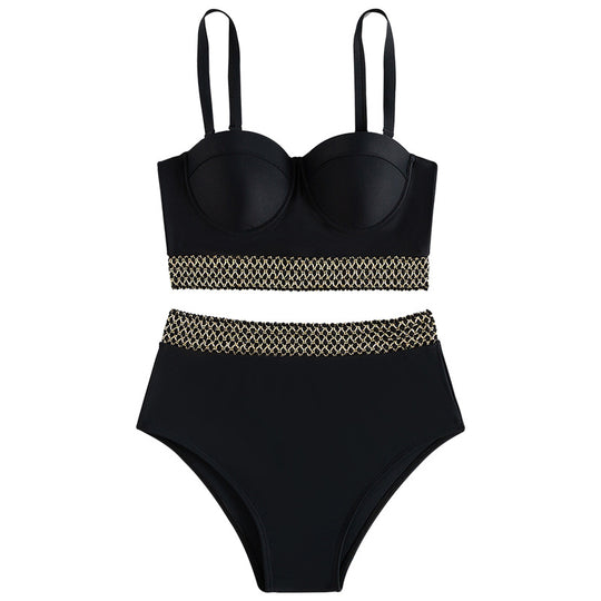 Damen Hochtaillierter Bikini mit elegantem Bustier und stylishen Akzenten R&B