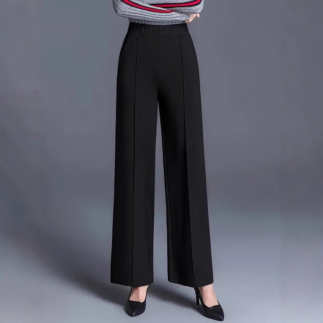 Damen Weit geschnittene High-Waist-Hose mit eleganten Bügelfalten R&B