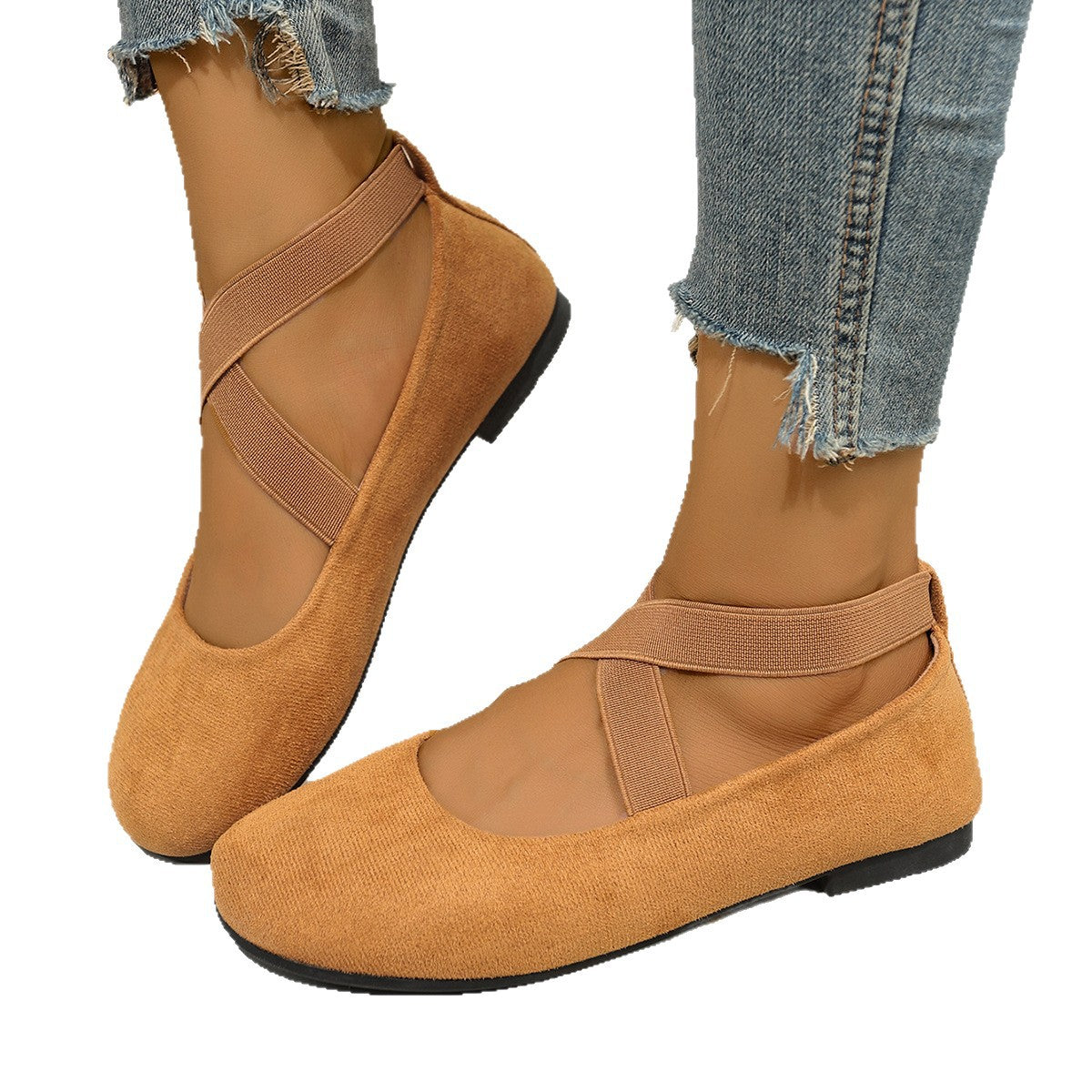 Damen Stylish Ballerinas mit elastischem Kreuzriemen und atmungsaktivem Obermaterial R&B